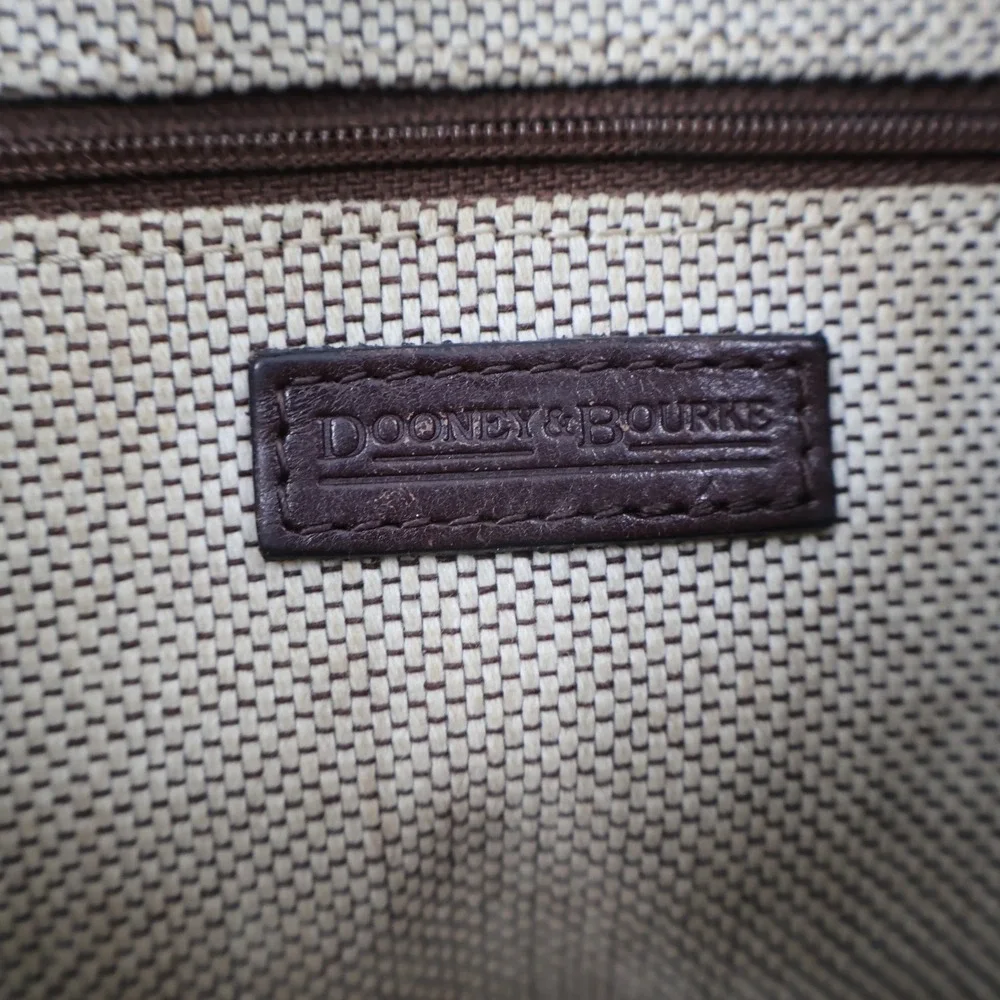 Dooney & Bourke Monogram Hobo Bag Womens Small Tan Brown Canvas Leather Vintage